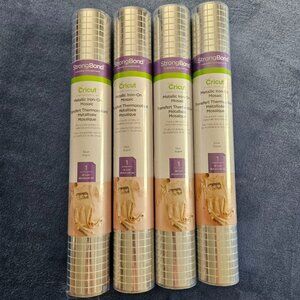 Set of 4 Rolls - Cricut Strong Bond Iron-On Metallic Mosaic‎ in Silver NEW